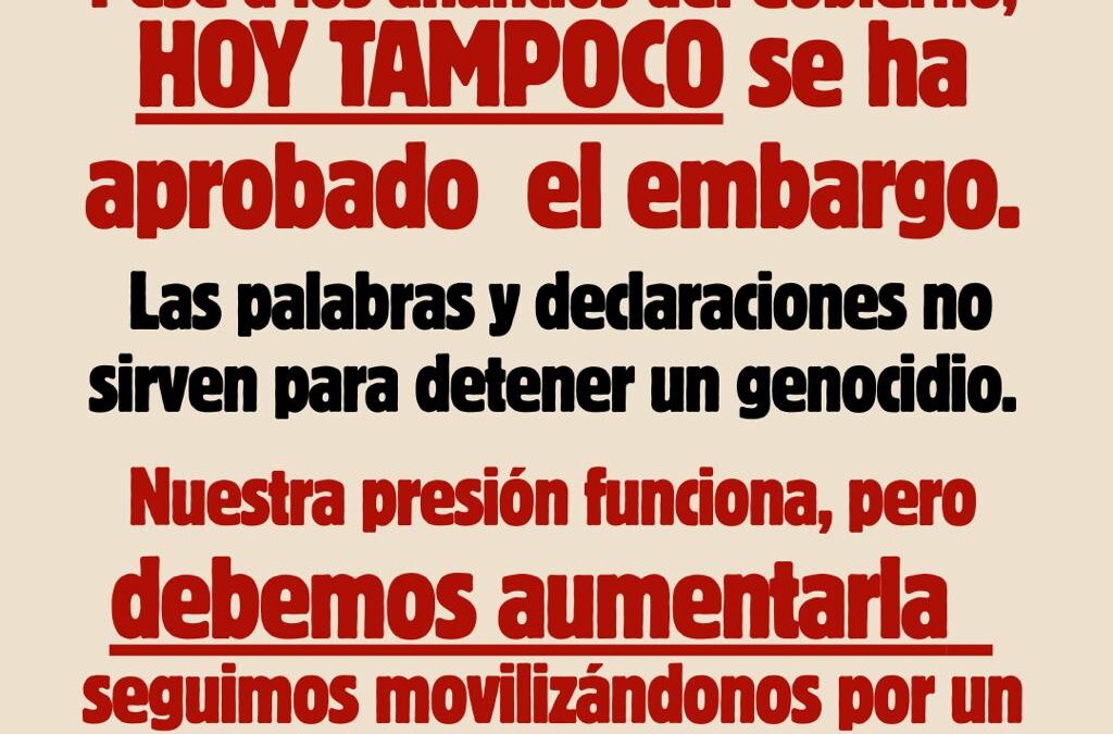 Nota de Prensa de RESCOP de 9-9-2025 sobre anuncio del Gobierno de Real Decreto de Embargo de armas a Israel