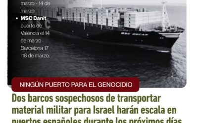 Dos barcos sospechosos de transportar material militar para Israel harán escala en puertos españoles durante los próximos días